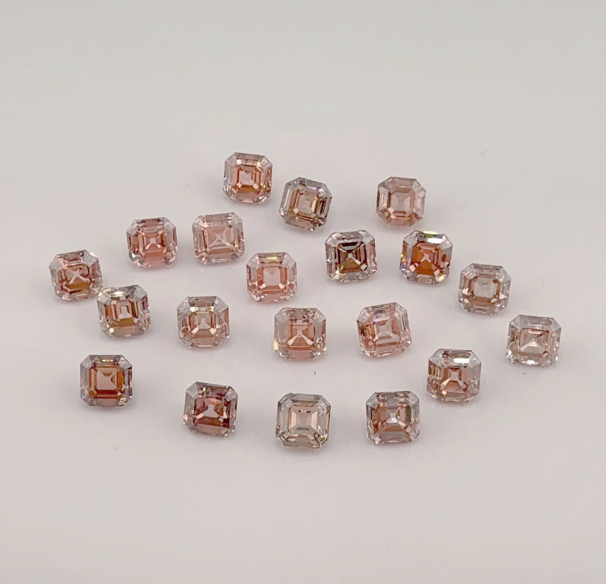 11.15 CTW Pinkish Brown Asscher Parcel Lab-Grown Diamonds (21 Diamonds, .53ct appx each. Diamonds can be purchased indivdually)
