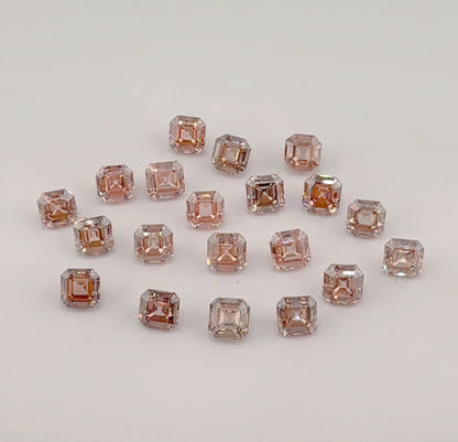 11.15 CTW Pinkish Brown Asscher Parcel Lab-Grown Diamonds (21 Diamonds, .53ct appx each. Diamonds can be purchased indivdually)